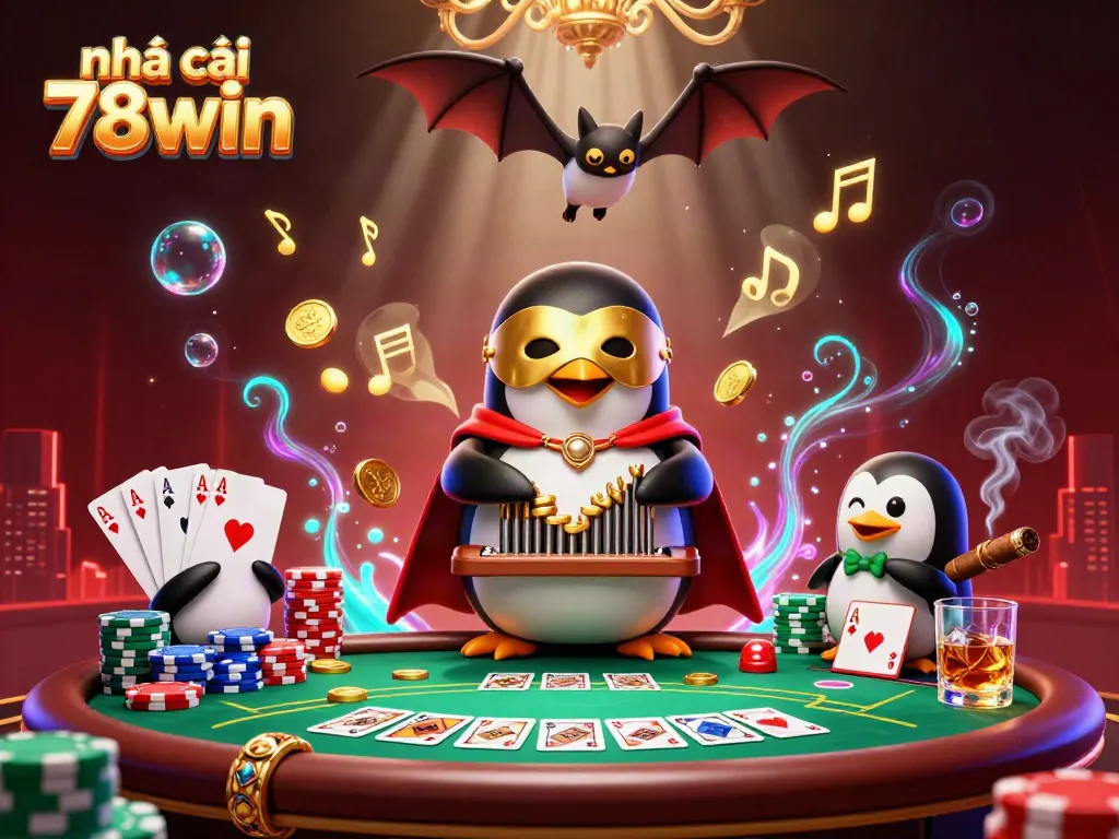 Experience excitement at nhà cái 78win with a thrilling poker scene filled with golden coins and colorful chips.