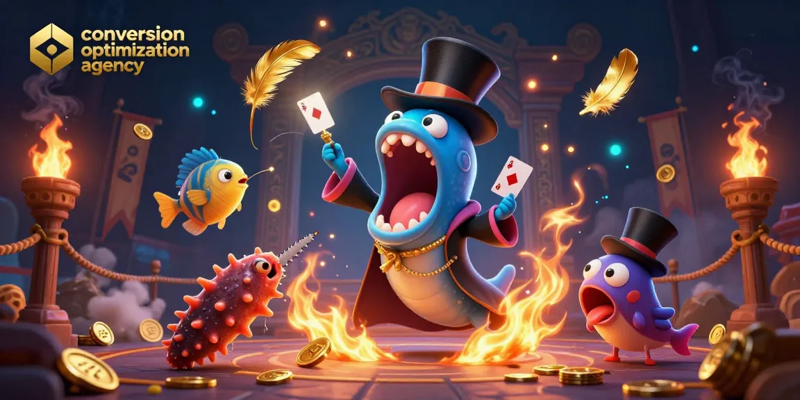 Engage with the conversion optimization agency through a captivating sea-themed casino magic act illustration.