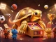 Experience the excitement of a fast withdrawal casino with a lively scene of a golden tortoise and playful animals.